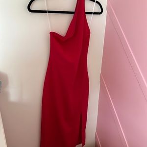 Magenta one shoulder dress